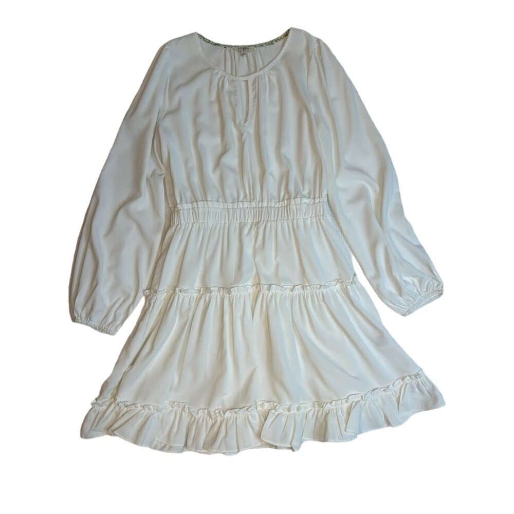 Umgee‎ Women's Medium White Long Sleeve Ruffle Dress